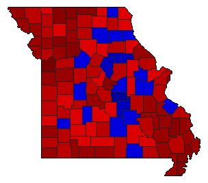 1936 Missouri County Map of Democratic Primary Election Results for Governor