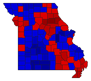 1940 Missouri County Map of General Election Results for Senator