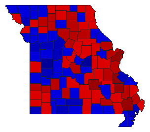1944 Missouri County Map of Democratic Primary Election Results for Senator