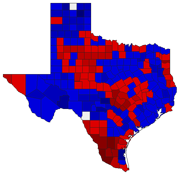 1948 Texas County Map of Democratic Runoff Election Results for Senator