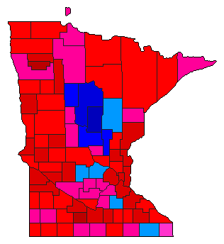 1950 Minnesota County Map of Democratic Primary Election Results for Governor