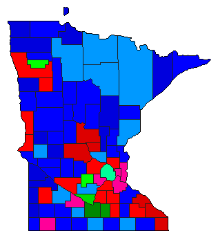 1950 Minnesota County Map of Democratic Primary Election Results for Lt. Governor