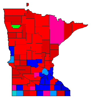 1950 Minnesota County Map of Democratic Primary Election Results for State Treasurer