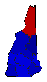 1950 New Hampshire County Map of General Election Results for Senator