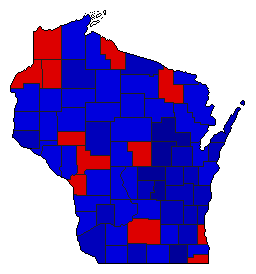 1950 Wisconsin County Map of General Election Results for Governor
