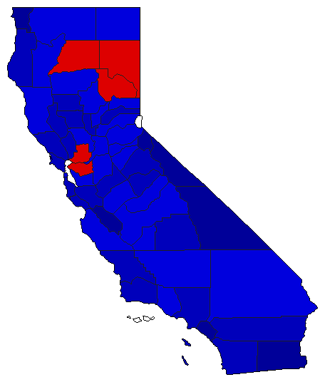 1950 California County Map of General Election Results for Senator