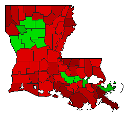 1952 Louisiana County Map of Democratic Runoff Election Results for Governor