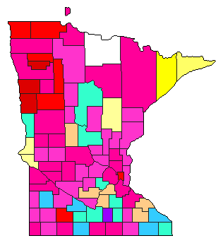 1952 Minnesota County Map of Democratic Primary Election Results for Lt. Governor