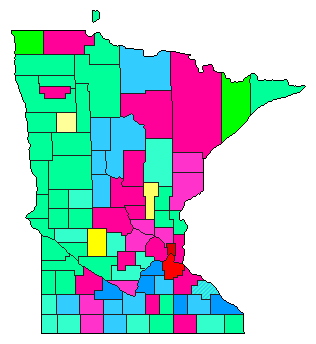 1952 Minnesota County Map of Democratic Primary Election Results for Secretary of State