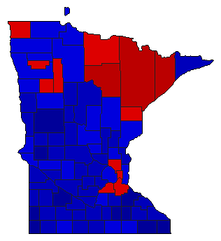 1952 Minnesota County Map of General Election Results for State Treasurer