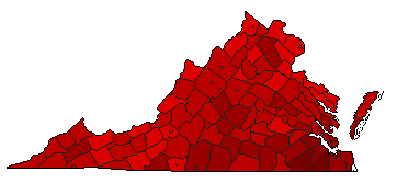 1952 Virginia County Map of Special Election Results for Lt. Governor