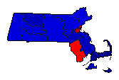 1954 Massachusetts County Map of General Election Results for Governor
