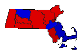 1954 Massachusetts County Map of General Election Results for Secretary of State