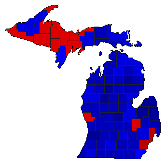 1954 Michigan County Map of General Election Results for State Auditor