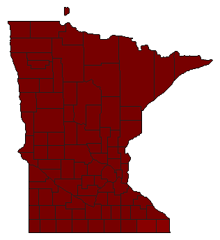 1954 Minnesota County Map of Democratic Primary Election Results for Senator
