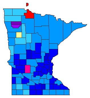 1954 Minnesota County Map of Republican Primary Election Results for Lt. Governor