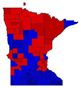 1954 Minnesota County Map of General Election Results for Secretary of State