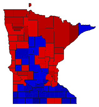 1954 Minnesota County Map of General Election Results for State Treasurer