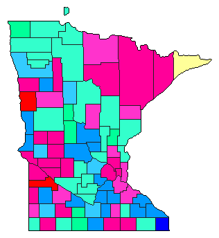 1954 Minnesota County Map of Democratic Primary Election Results for State Treasurer