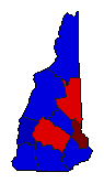 1954 New Hampshire County Map of Democratic Primary Election Results for Governor