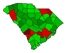 1954 South Carolina County Map of General Election Results for Senator