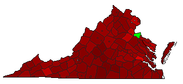 1954 Virginia County Map of General Election Results for Senator