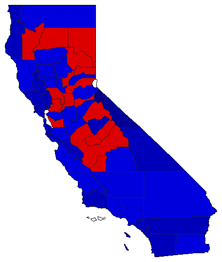 1954 California County Map of General Election Results for Governor