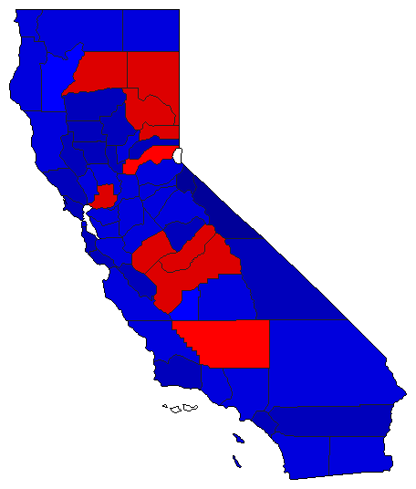 1954 California County Map of General Election Results for State Treasurer