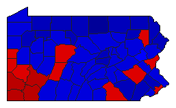 1956 Pennsylvania County Map of General Election Results for Senator