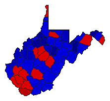 1956 West Virginia County Map of General Election Results for Governor