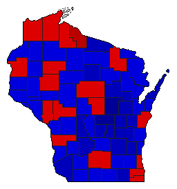 1956 Wisconsin County Map of General Election Results for Governor