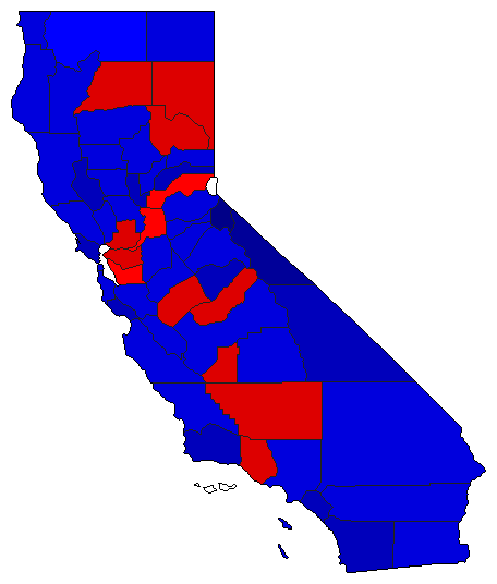 1956 California County Map of General Election Results for Senator