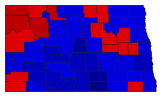 1958 North Dakota County Map of General Election Results for Secretary of State