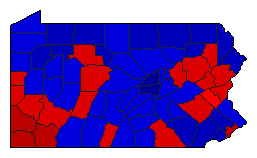 1958 Pennsylvania County Map of General Election Results for Lt. Governor