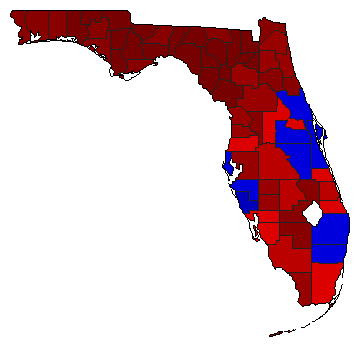 1960 Florida County Map of General Election Results for Governor