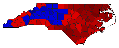 1960 North Carolina County Map of General Election Results for Governor