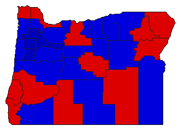 1960 Oregon County Map of General Election Results for State Treasurer