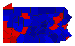 1960 Pennsylvania County Map of General Election Results for President