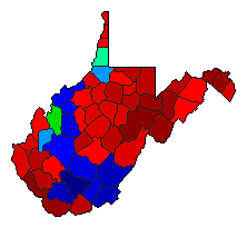 1960 West Virginia County Map of Democratic Primary Election Results for Governor