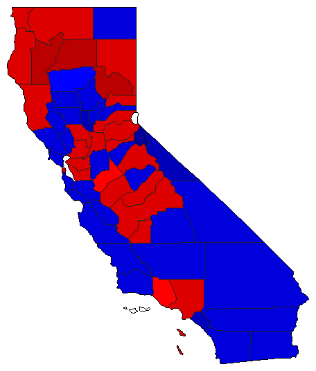 1960 California County Map of General Election Results for President