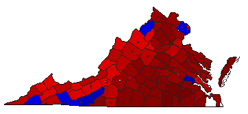 1961 Virginia County Map of General Election Results for Attorney General