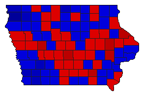1962 Iowa County Map of General Election Results for Governor