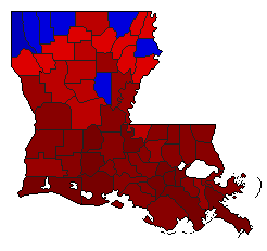 1962 Louisiana County Map of General Election Results for Senator