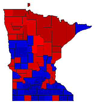 1962 Minnesota County Map of General Election Results for Governor