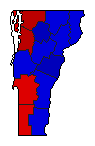 1962 Vermont County Map of General Election Results for Governor