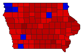 1964 Iowa County Map of General Election Results for President