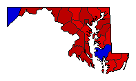 1964 Maryland County Map of General Election Results for President