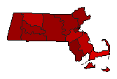 1964 Massachusetts County Map of General Election Results for Senator