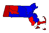 1964 Massachusetts County Map of Democratic Primary Election Results for Governor