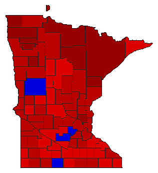1964 Minnesota County Map of General Election Results for President